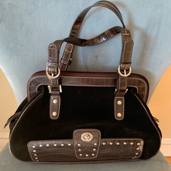 Handbags - Suede Studded Handbag/Purse-NEW